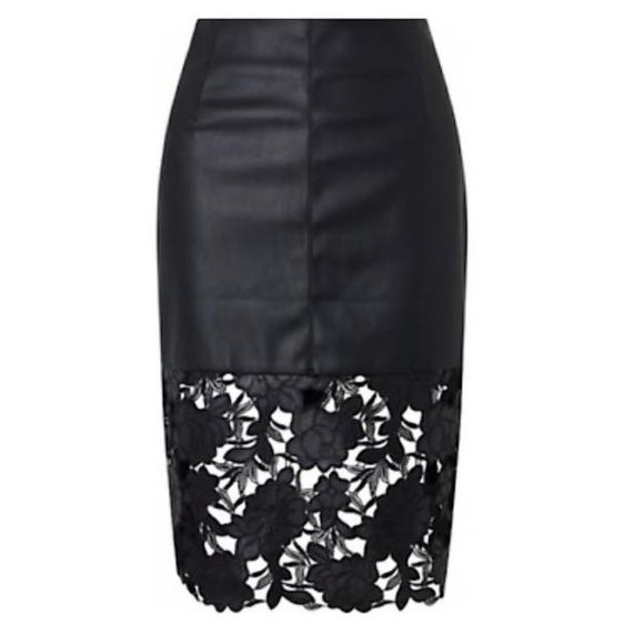 💃🖤🌹Cute Faux Leather Lace Suki Fitted Skirt - Picture 6 of 10